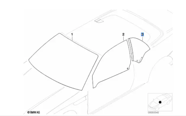 Vitre latérale arrière fixe (déflecteur) côté au choix BMW Série 3 E46 Compact Dernier Modèle