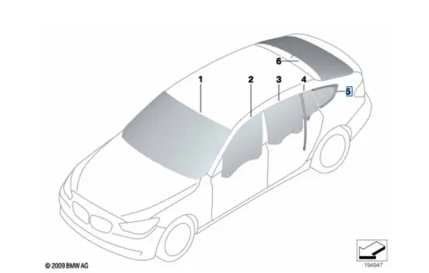 Vitre latérale arrière fixe (côté au choix) BMW Série 5 F07 GT Acheter En Ligne